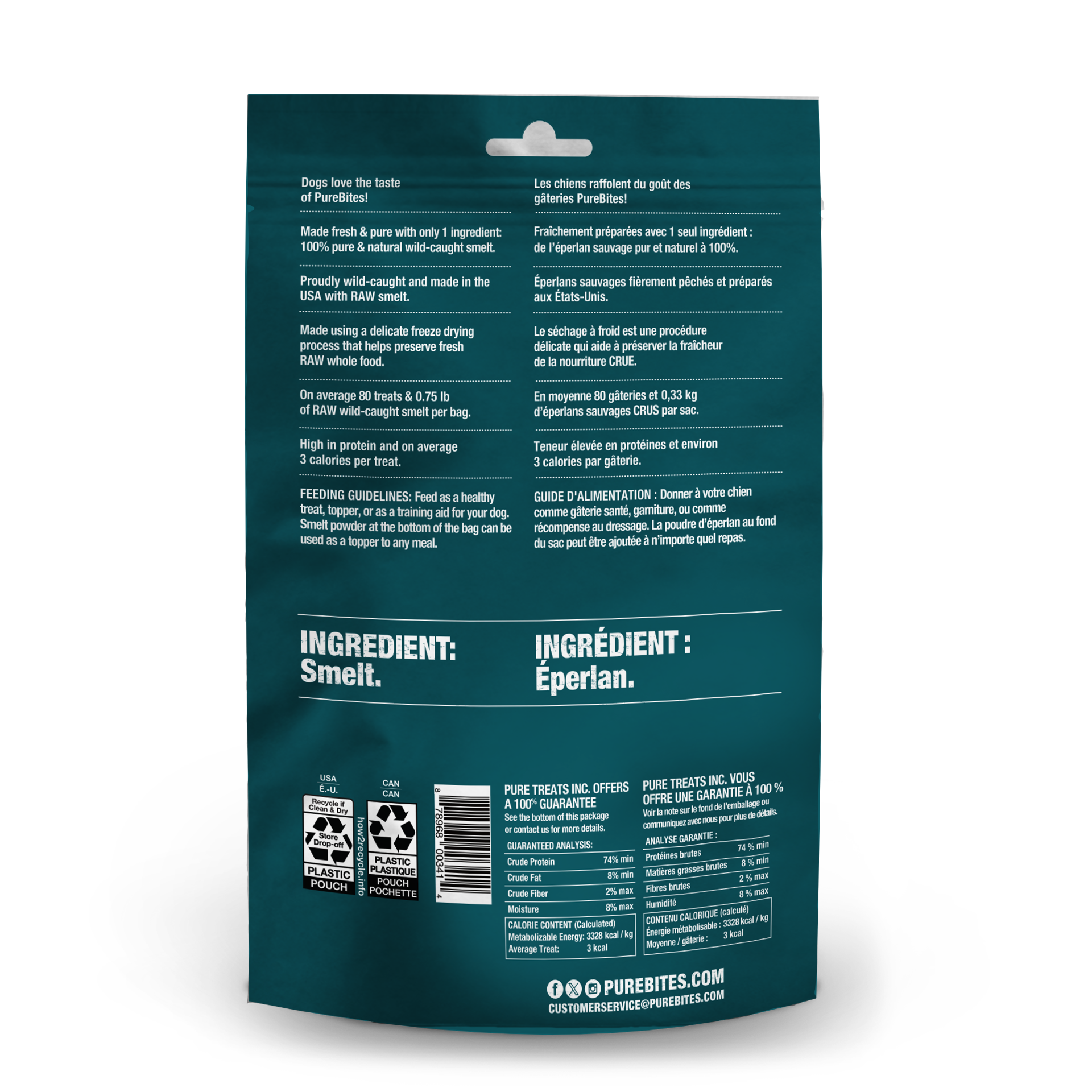 slide 3 of 5, PureBites Freeze Dried Smelt Dog Treats 60g | 1 Ingredient | Made in USA, 60 gram