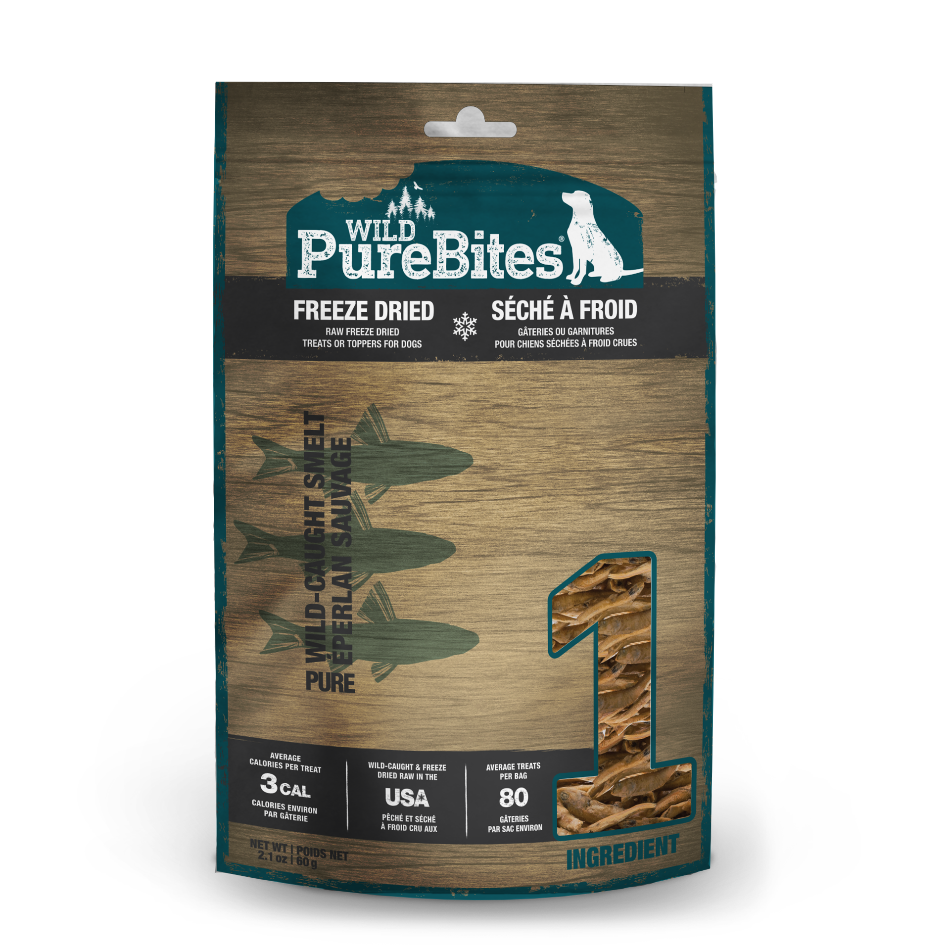 slide 1 of 5, PureBites Freeze Dried Smelt Dog Treats 60g | 1 Ingredient | Made in USA, 60 gram
