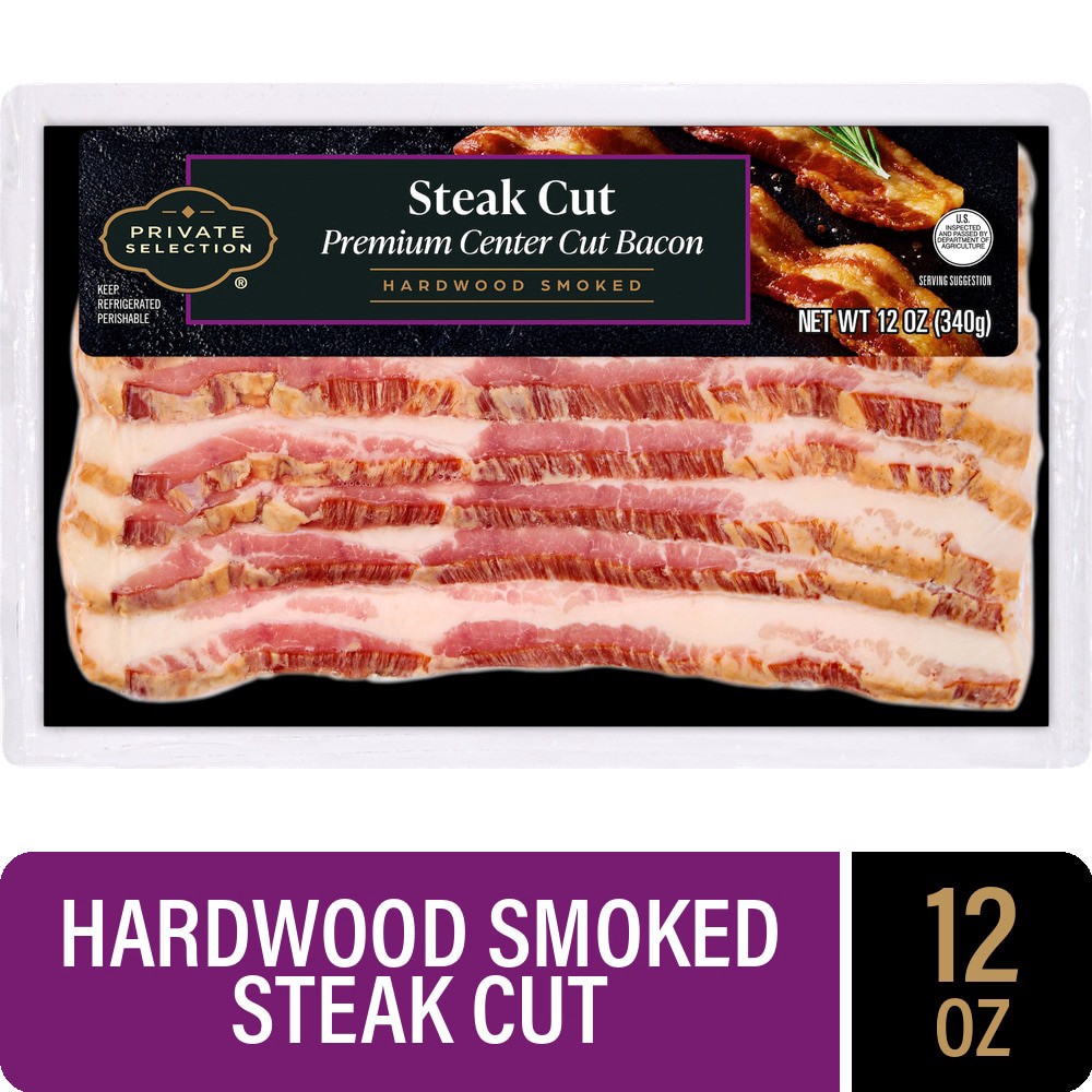 slide 1 of 2, Private Selection Steak Cut Hardwood Smoked Premium Center Cut Bacon, 12 oz