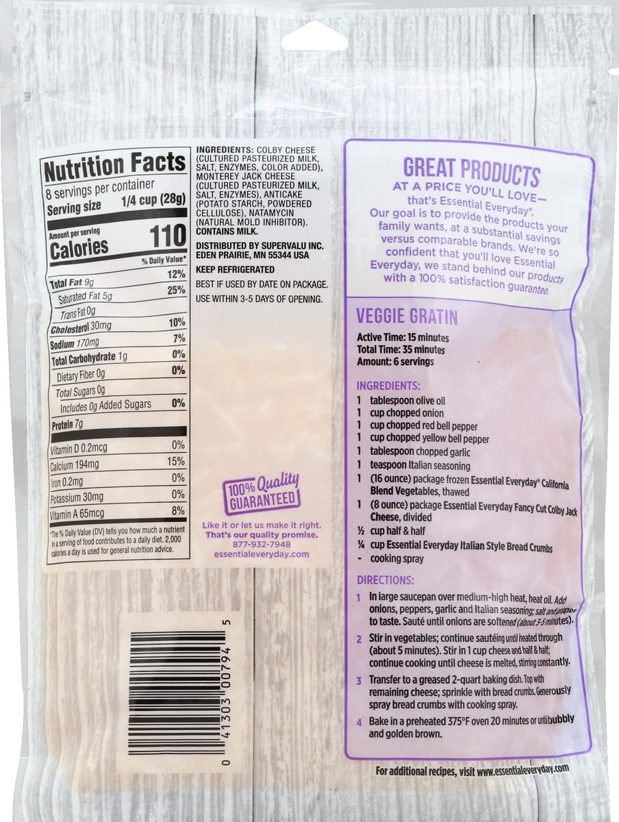 slide 4 of 6, Essential Everyday Cheese Blend, Colby Jack, Fancy Cut, 8 oz