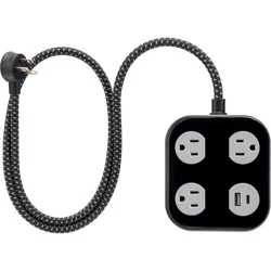 Cordinate Adapt 82574 3-Outlet Surge Protector, 4' Cord, Black/Gray