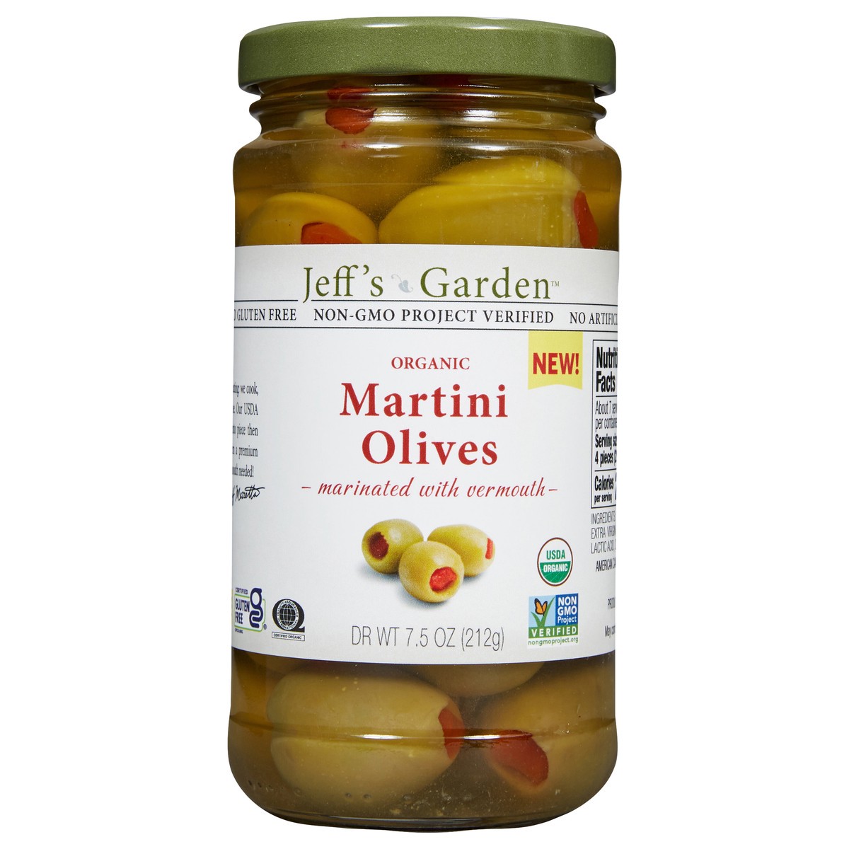 slide 6 of 11, Jeff's Garden Organic Pimiento Stuffed Martini Olives, 6.7 oz Dr. Wt., 6.7 oz