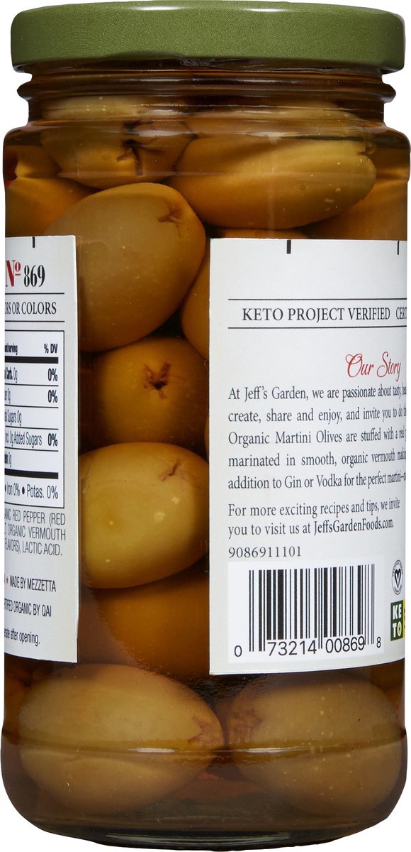 slide 2 of 11, Jeff's Garden Organic Pimiento Stuffed Martini Olives, 6.7 oz Dr. Wt., 6.7 oz
