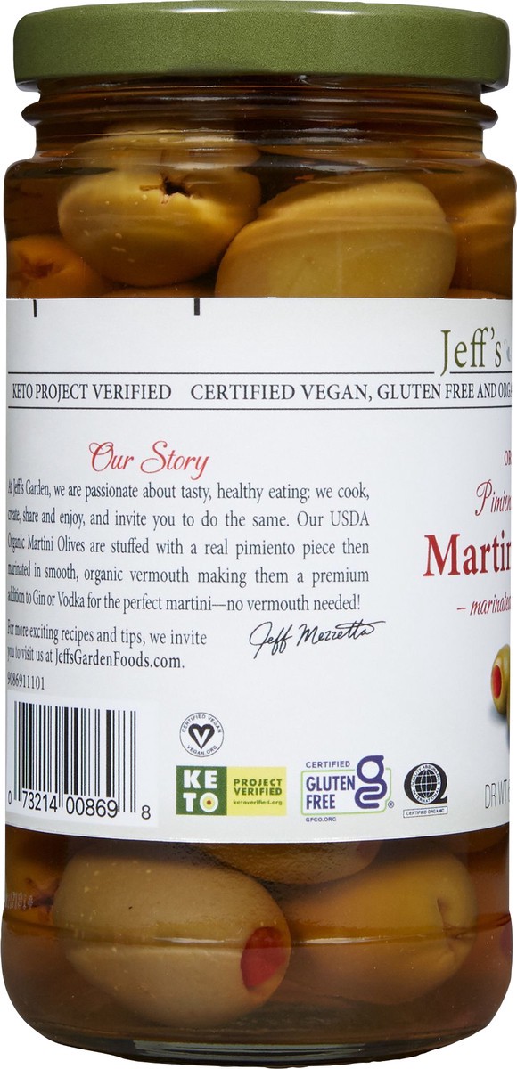 slide 4 of 11, Jeff's Garden Organic Pimiento Stuffed Martini Olives, 6.7 oz Dr. Wt., 6.7 oz