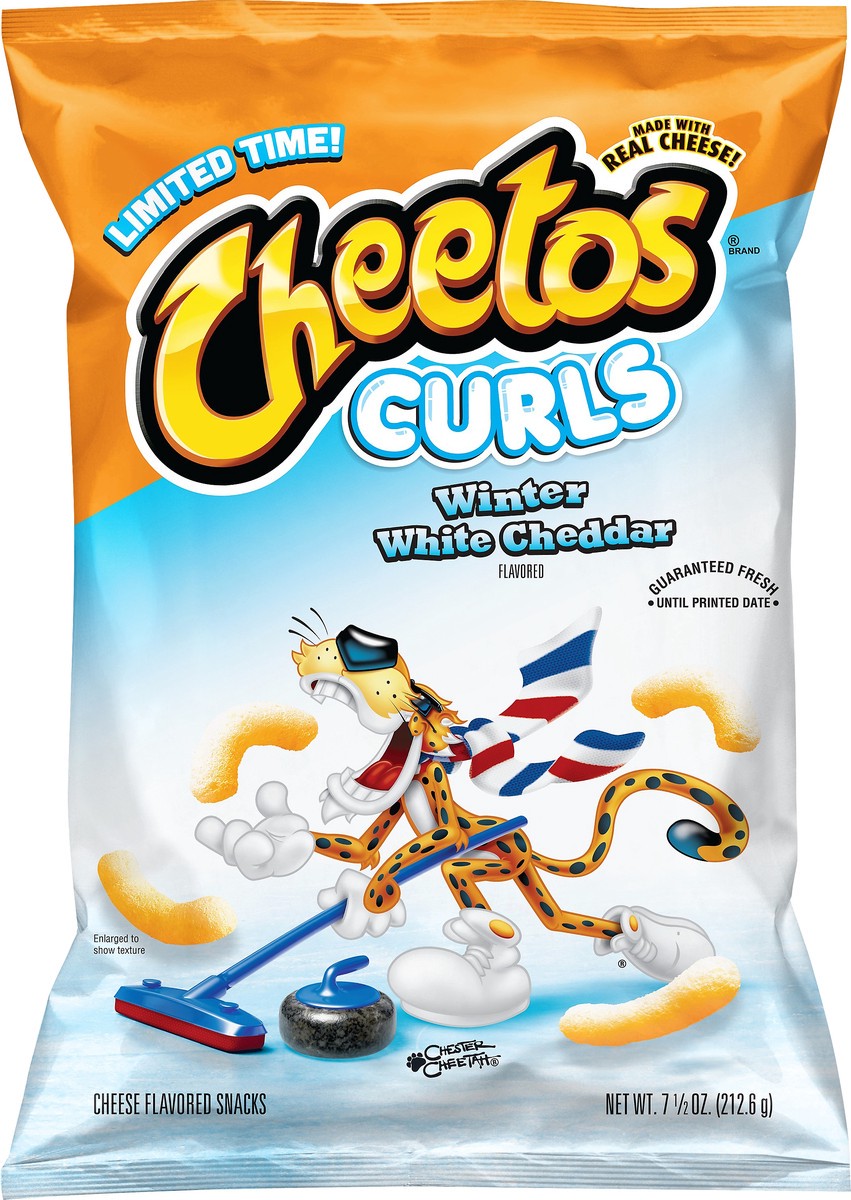 slide 2 of 5, Cheetos Curls Cheese Flavored Snacks Winter White Cheddar 7 1/2 Oz, 7.5 oz