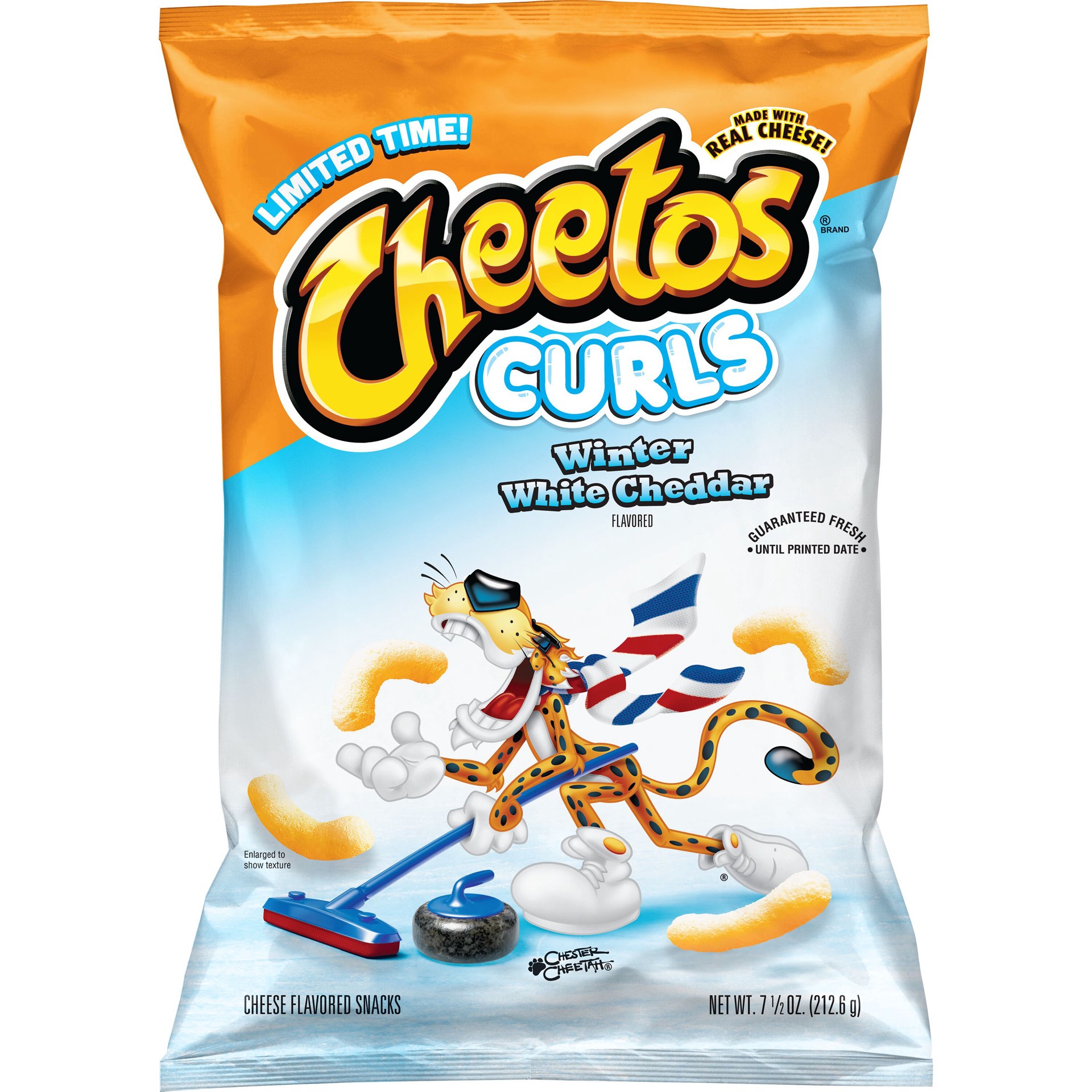 slide 1 of 5, Cheetos Curls Cheese Flavored Snacks Winter White Cheddar 7 1/2 Oz, 7.5 oz