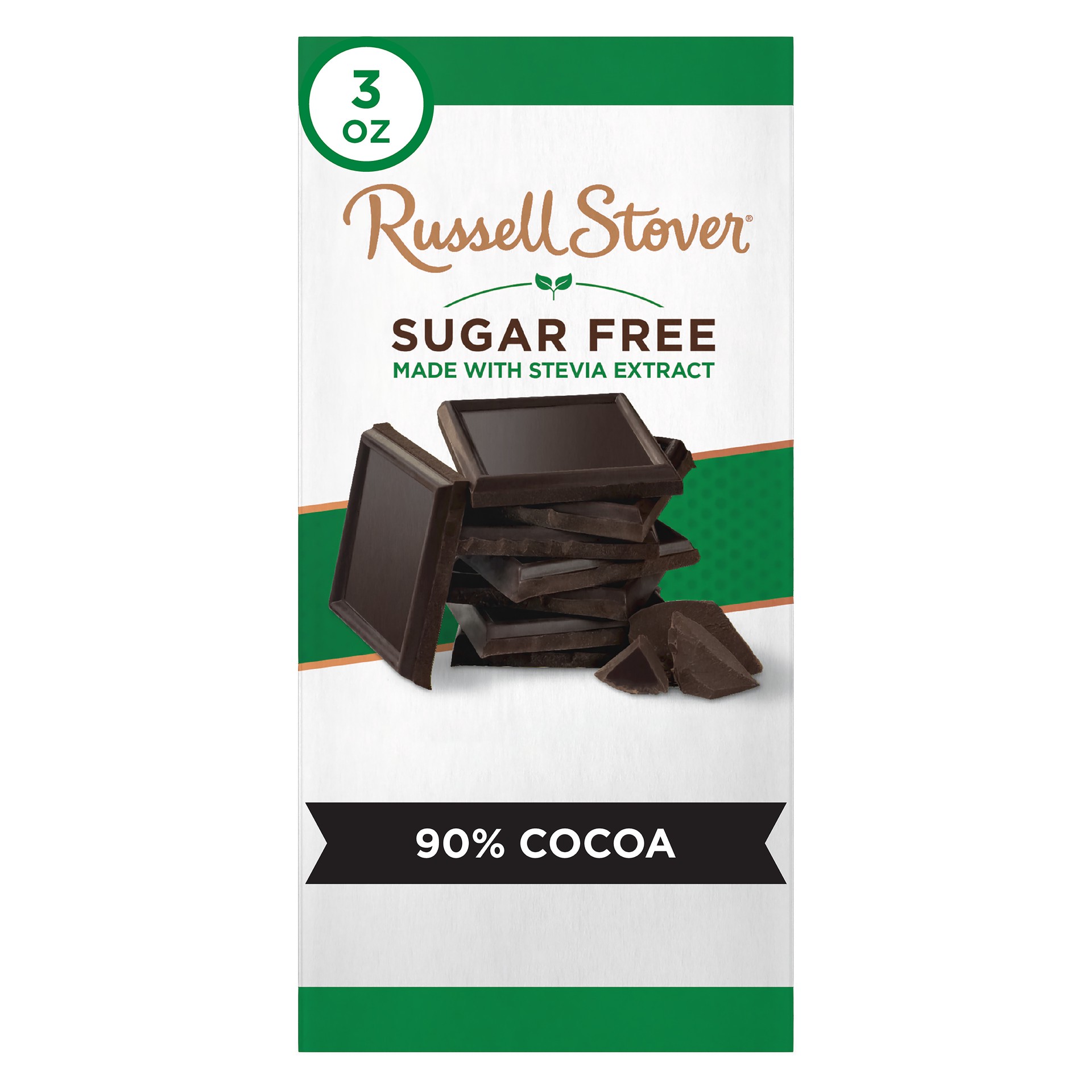 slide 1 of 3, Russell Stover Sugar Free 90% Dark Chocolate 3 oz, 3 oz