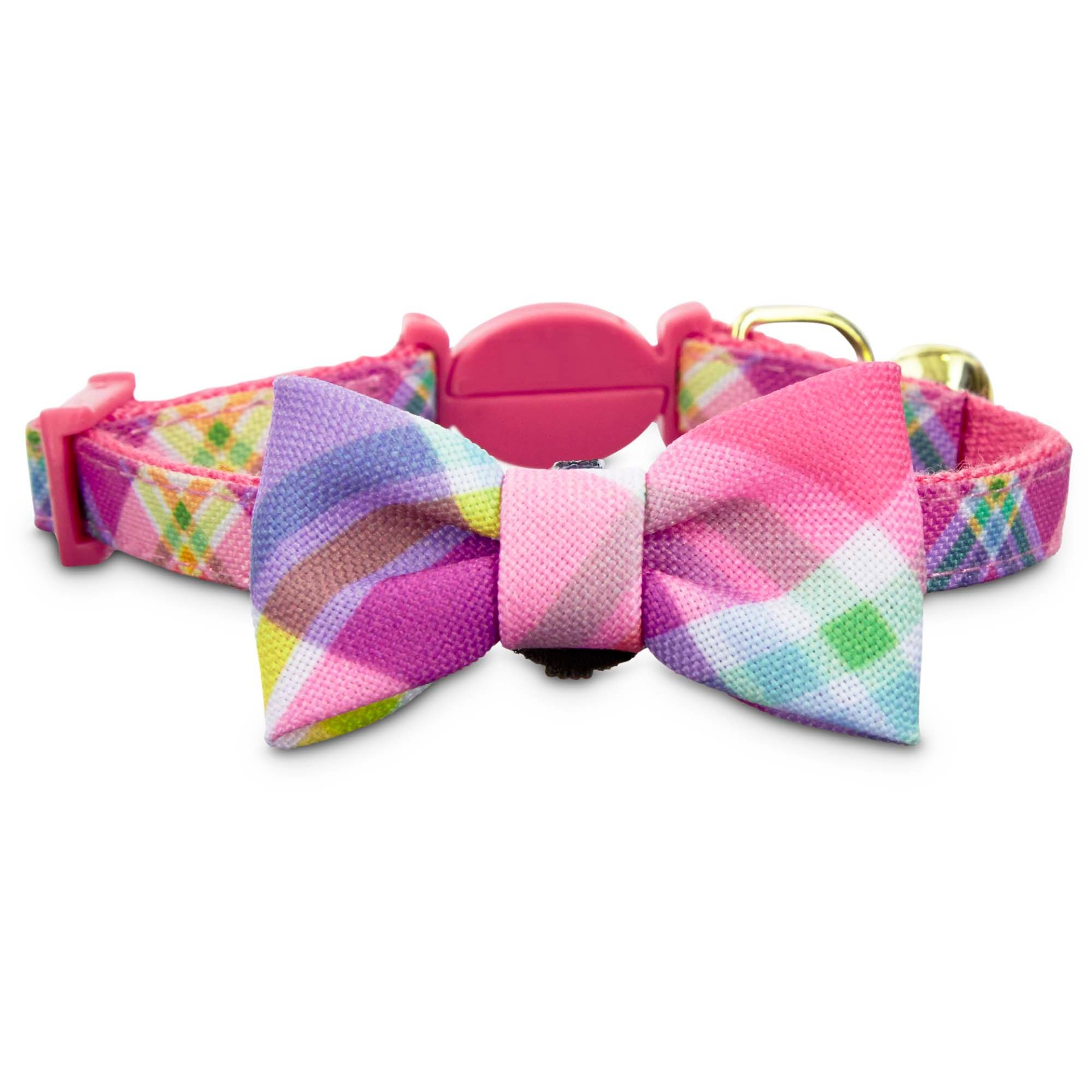 slide 1 of 1, Bond & Co. Pink Plaid Bow Tie Kitten Collar, 1 ct