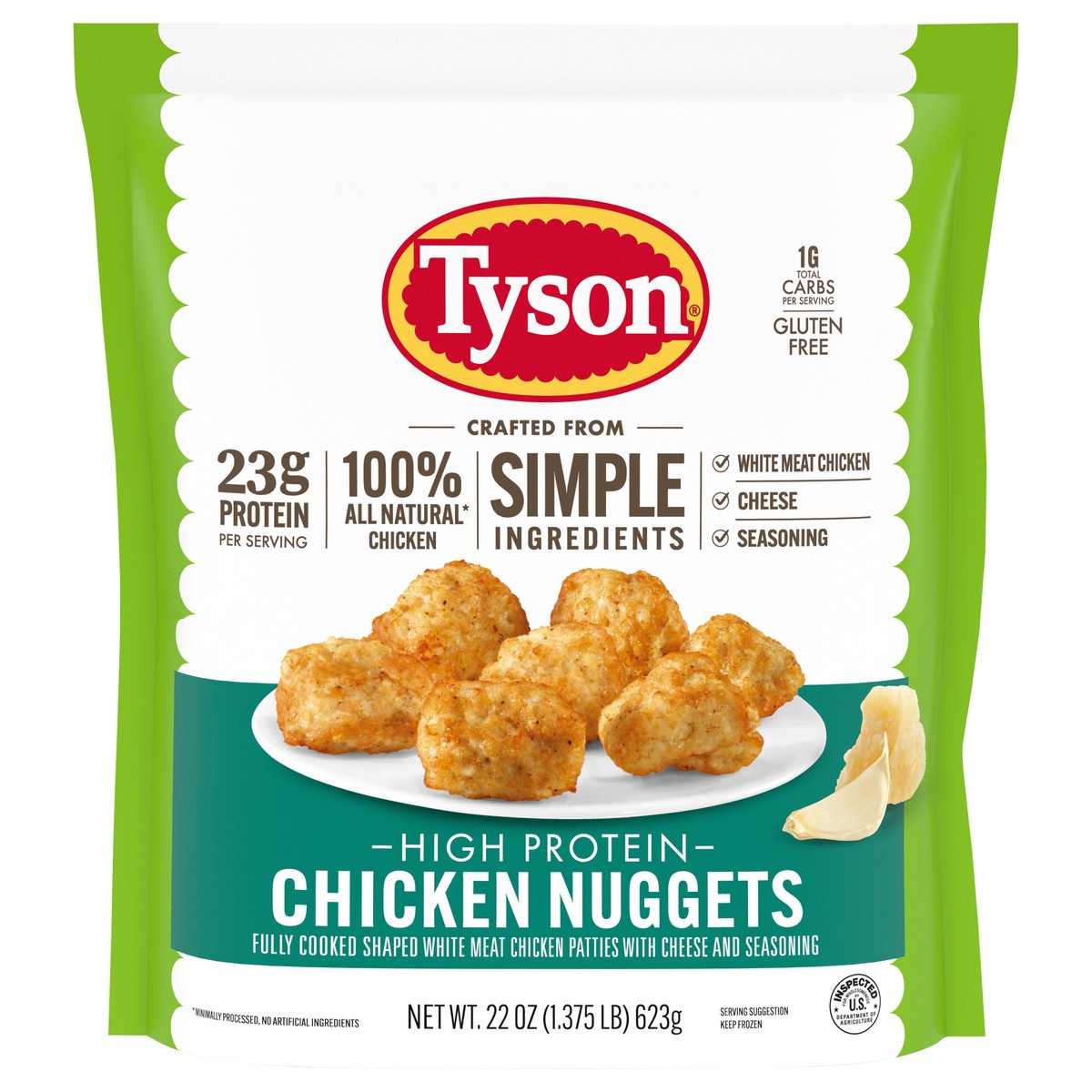 slide 3 of 4, Tyson® Fully Cooked Simple Ingredient High Protein Chicken Nugget, 22 oz