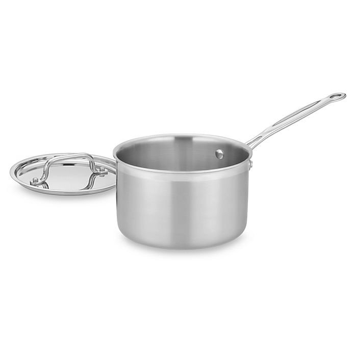 slide 1 of 1, Cuisinart MultiClad Pro Triple-Ply Stainless Saucepan with Lid, 4 qt