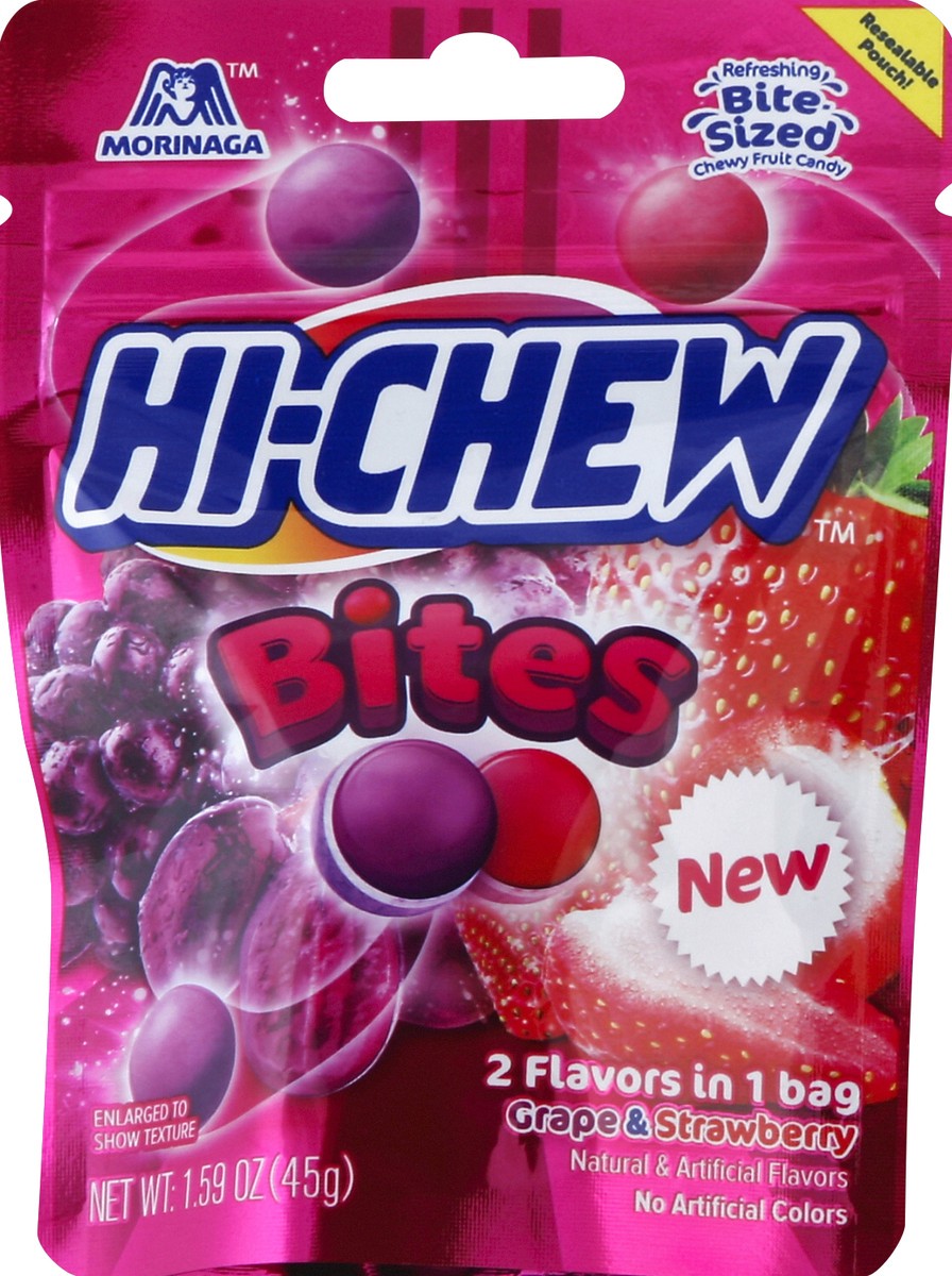 slide 2 of 2, Morinaga HI-CHEW Bites Grape & Strawberry Chewy Fruit Candy, 1.59 oz