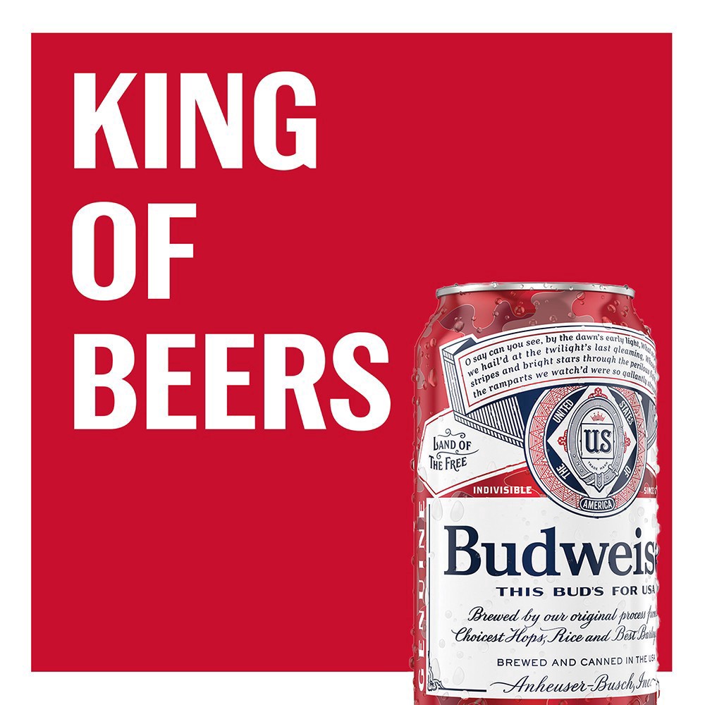 slide 34 of 43, Budweiser Beer, 15 Pack Beer, 12 fl oz Cans, 15 ct