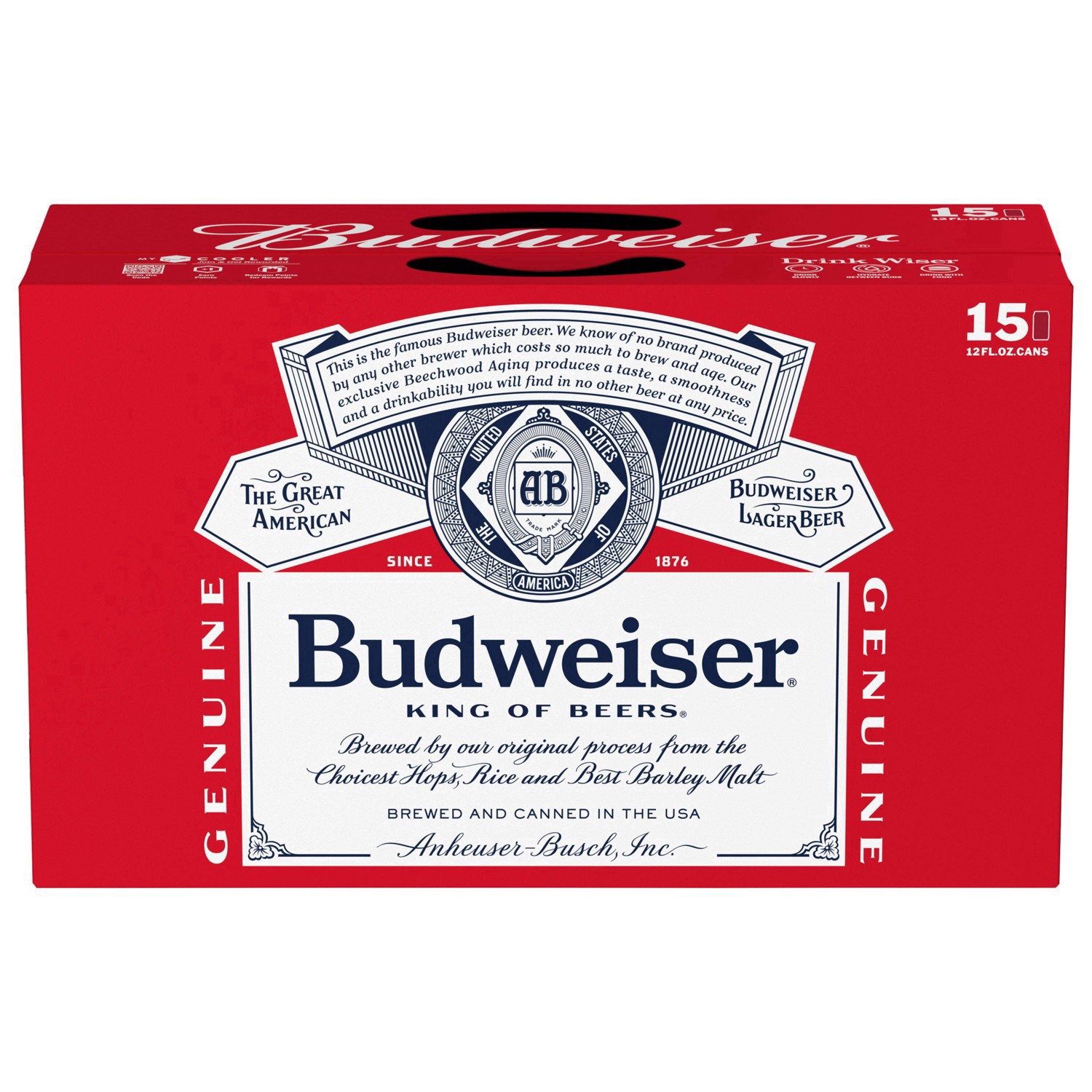 slide 27 of 43, Budweiser Beer, 15 Pack Beer, 12 fl oz Cans, 15 ct