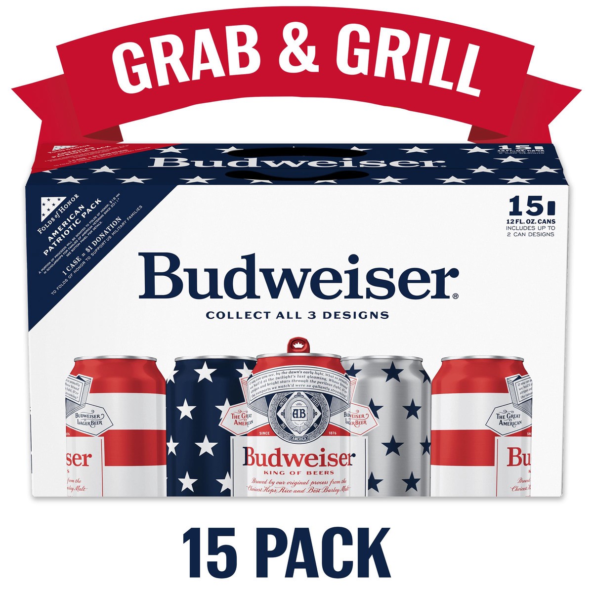 slide 1 of 43, Budweiser Beer, 15 Pack Beer, 12 fl oz Cans, 15 ct