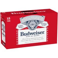 Budweiser Beer, 15 Pack Beer, 12 FL OZ Cans