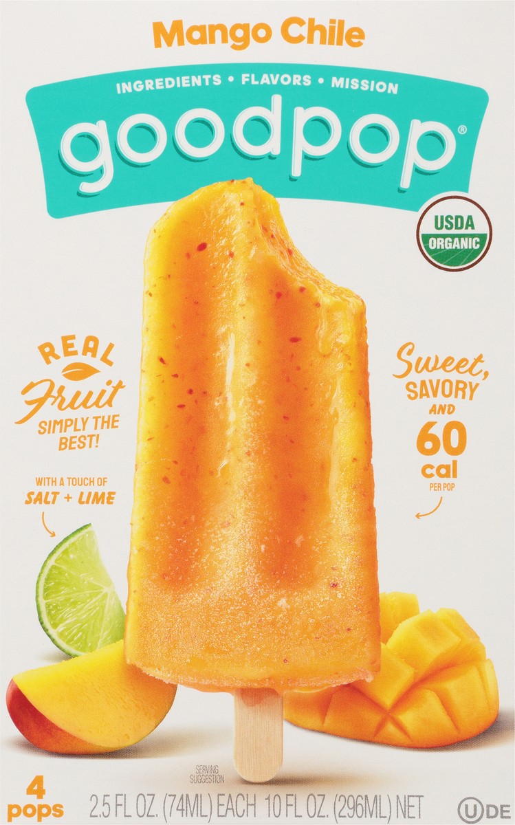 slide 6 of 9, GoodPop Mango Chile Organic Frozen Fruit Bars, 4 Ct, 4 ct