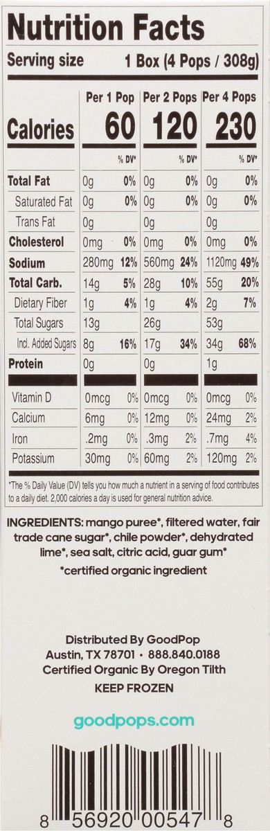 slide 7 of 9, GoodPop Mango Chile Organic Frozen Fruit Bars, 4 Ct, 4 ct