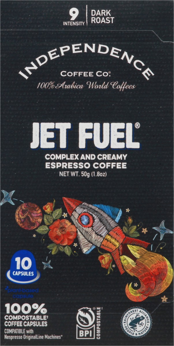slide 2 of 9, Independence Coffee Co. Jet Fuel Espresso Dark Roast Complex and Creamy Coffee - 10 ct, 10 ct
