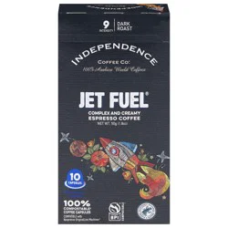 Independence Coffee Co. Jet Fuel Espresso Dark Roast Complex and Creamy Coffee - 10 ct