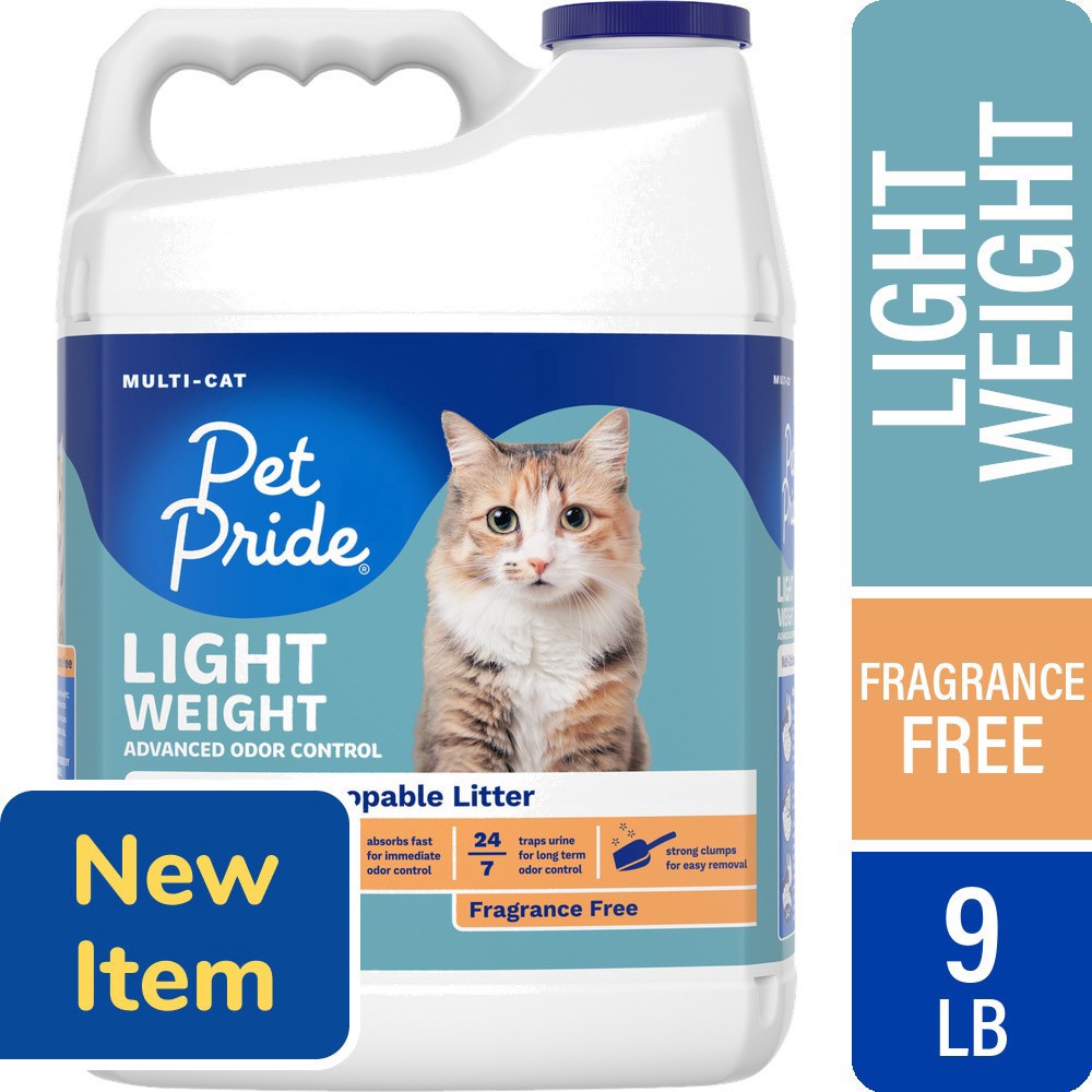 slide 1 of 1, Pet Pride® Fragrance Free Lightweight Advanced Odor Control Multi Cat Scoopable Litter, 9 lb
