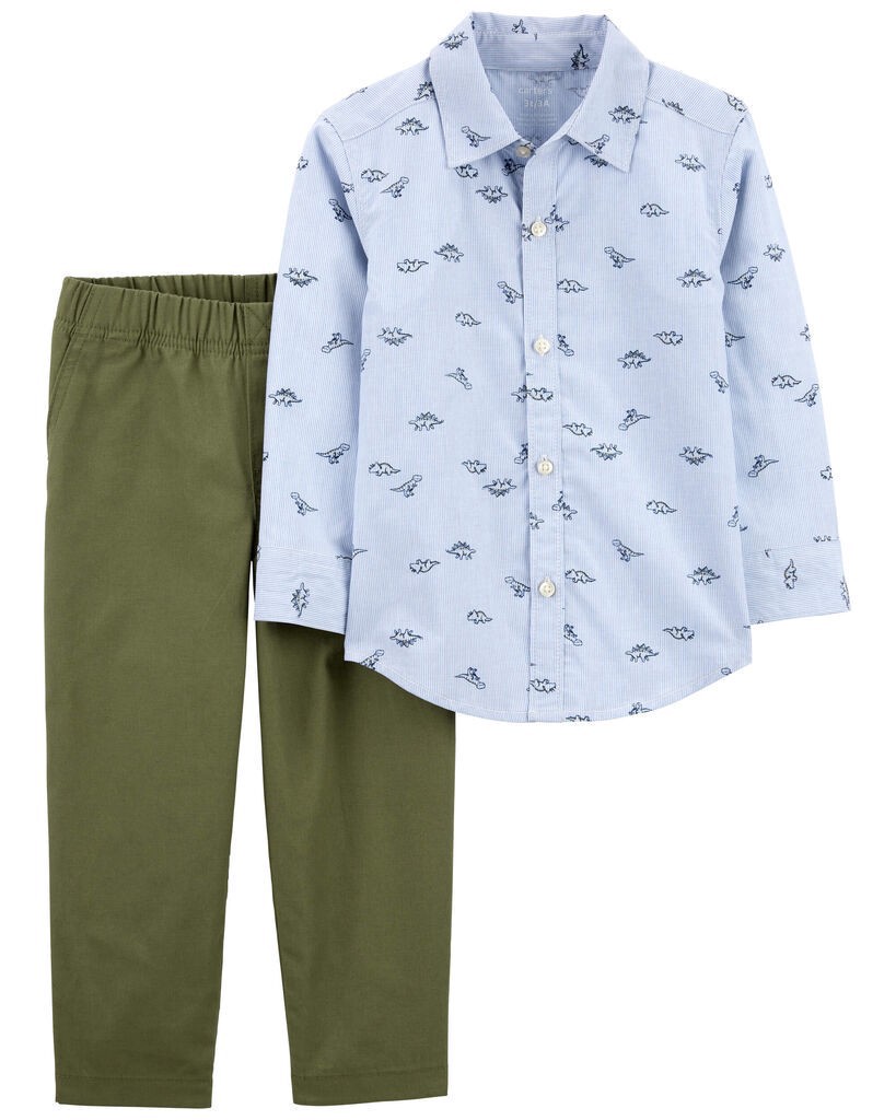 slide 3 of 3, Carter's Baby 2-Piece Dinosaur Button-Front Shirt & Canvas Set Blue/Green 9M, 1 ct