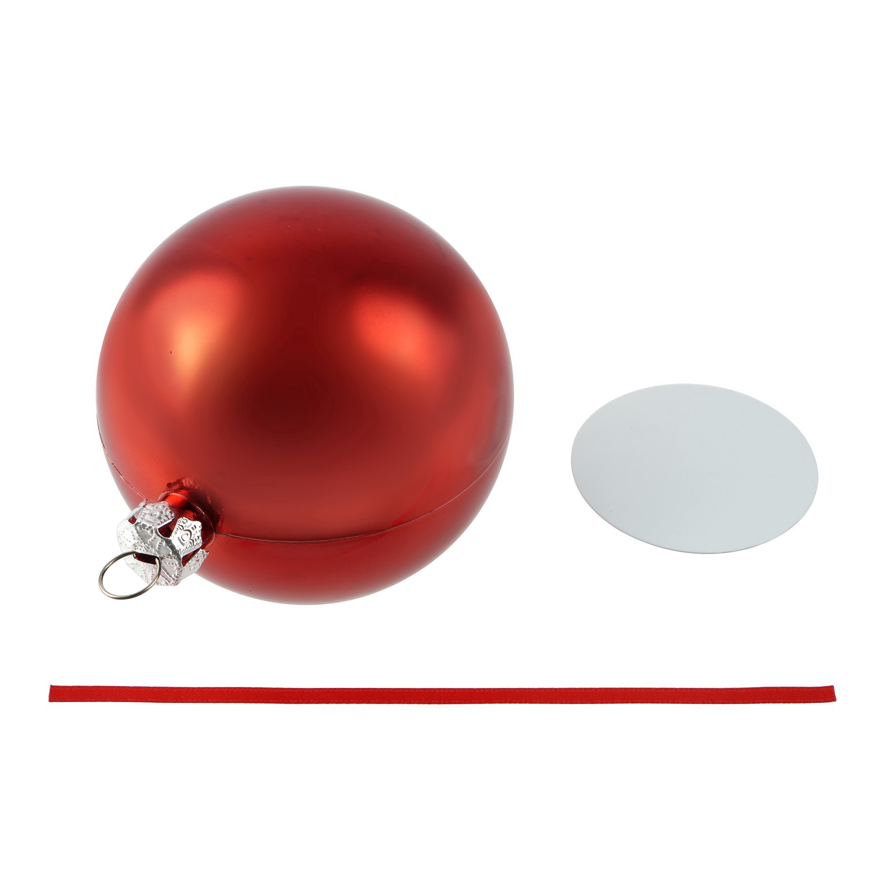 slide 2 of 2, 3" Red Sublimation Ball Ornament With Window Insert By Make Market, 3 in
