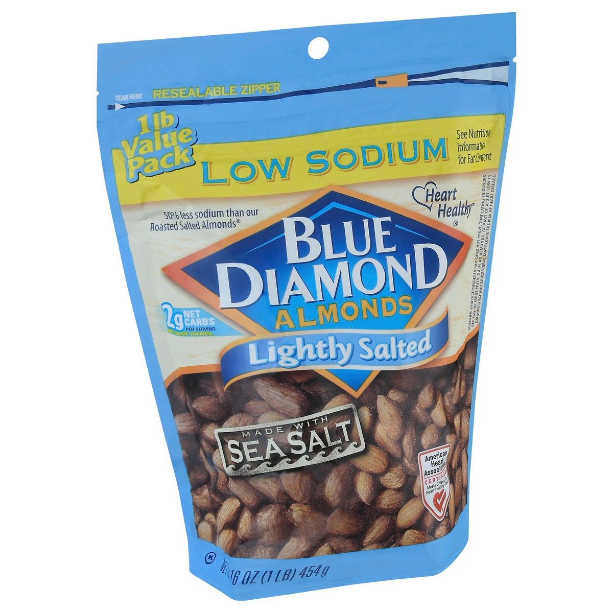 slide 2 of 9, Blue Diamond Almonds Low Sodium Lightly Salted, 1 lb