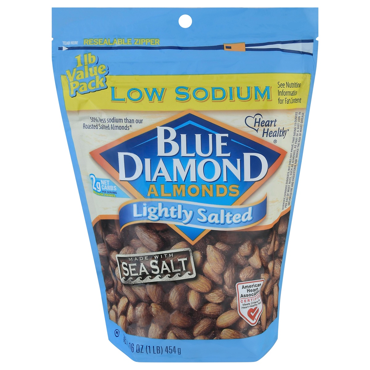 slide 1 of 2, Blue Diamond Almonds Low Sodium Lightly Salted, 1 lb