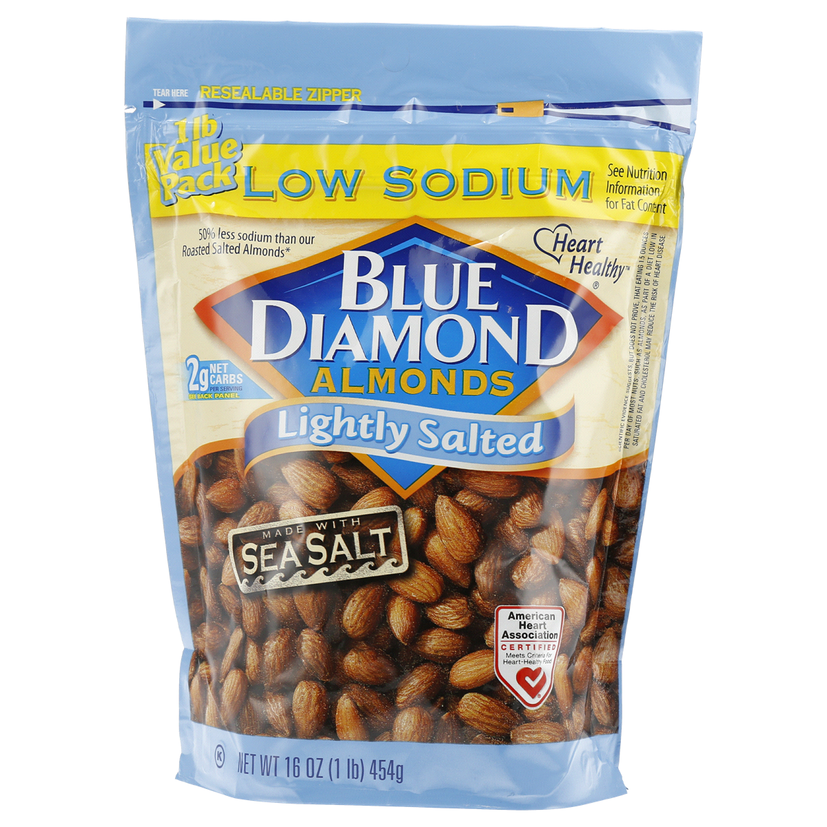 slide 1 of 9, Blue Diamond Almonds Low Sodium Lightly Salted, 1 lb