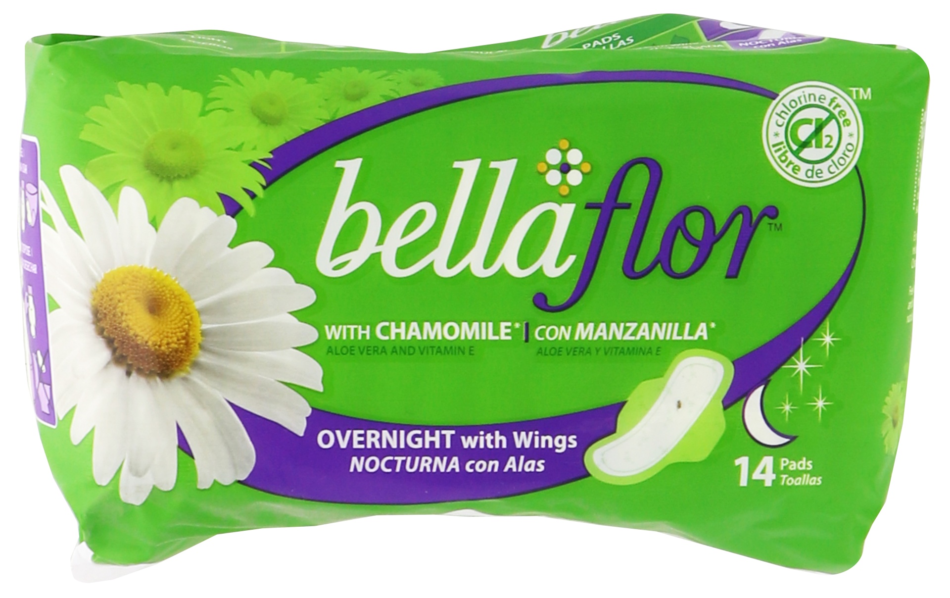 slide 1 of 1, Bella Flor Overnight Pads With Wings, 1 ct