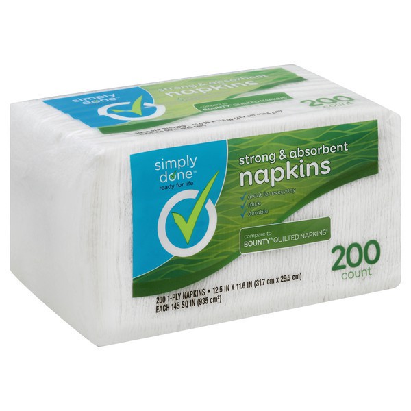 slide 1 of 1, Simply Done 1-Ply Strong & Absorbent Napkins 200 ea, 200 ct