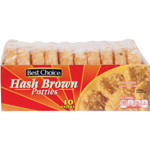 slide 1 of 1, Best Choice Hash Brown Patties, 10 ct