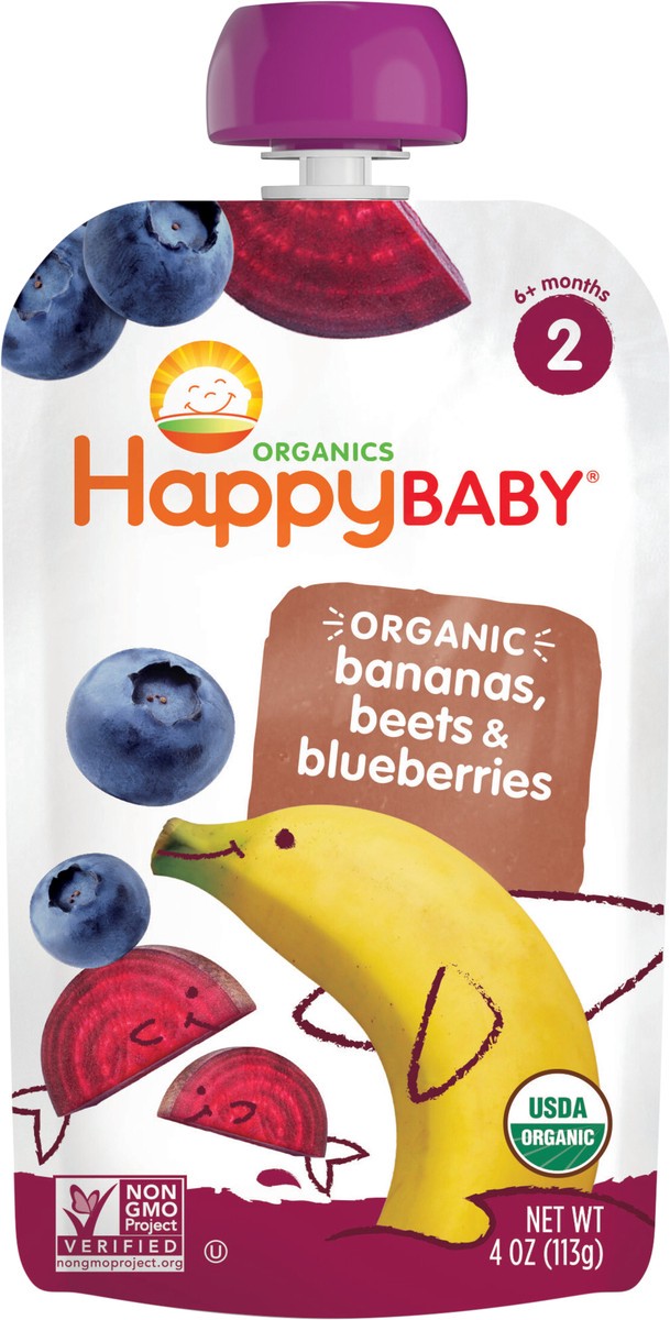 slide 3 of 3, Happy Baby Organics Stage 2 Organic Bananas, Beets & Blueberries Pouch 4 oz UNIT, 4 oz