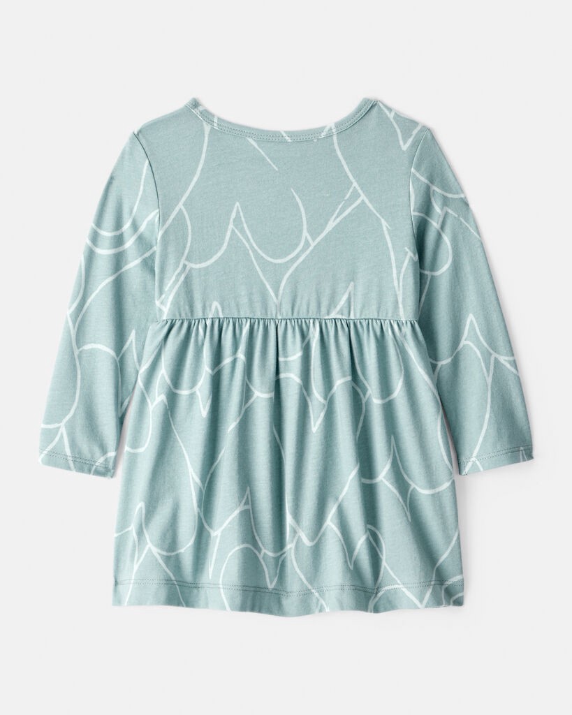 slide 3 of 3, Carter's Carters Baby Girl Heart Print Long Sleeve Cotton Dress - Green Green 18M, 1 ct