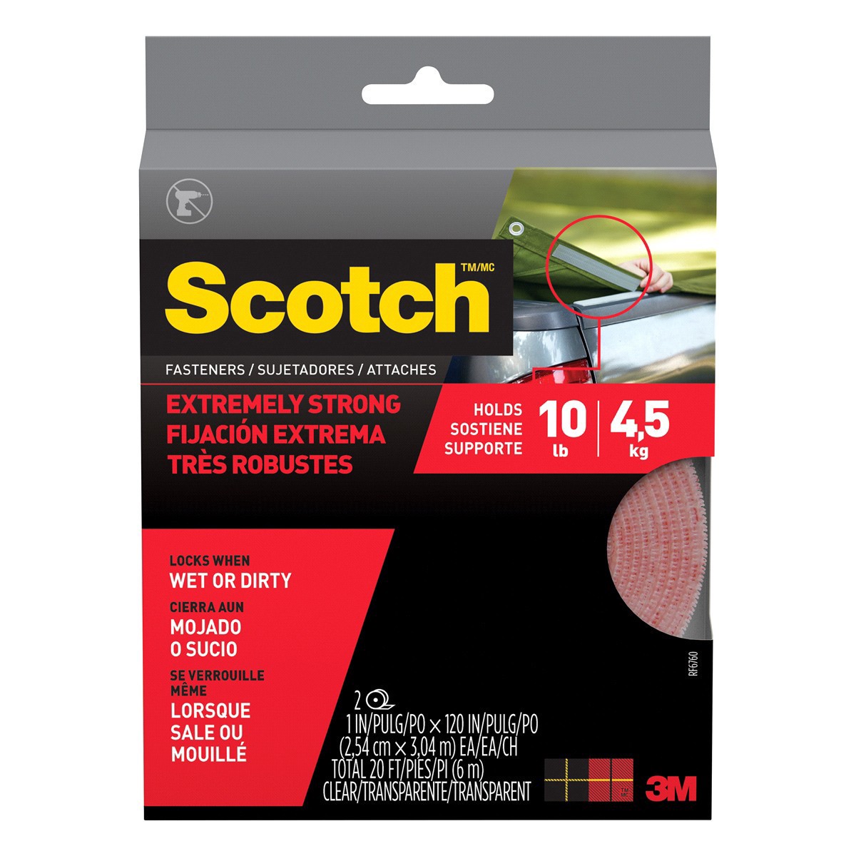 slide 1 of 17, Scotch Extreme Fasteners, Clear, 1 in x 10 ft