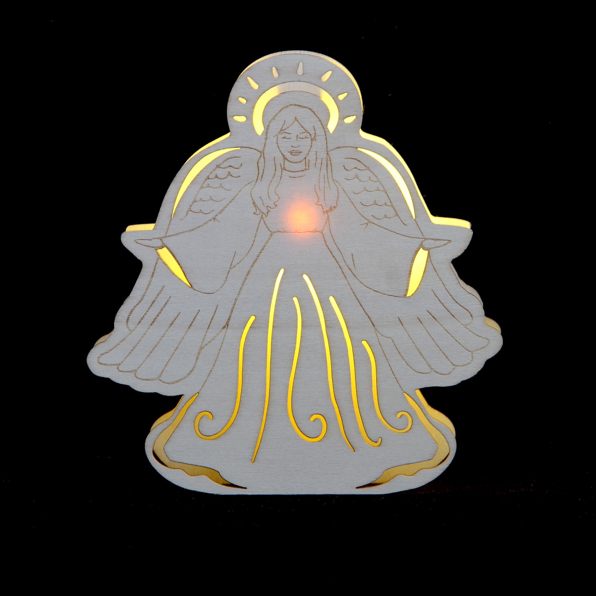 slide 2 of 3, 6.75" Unfinished Angel Diy Led Wood Decor By Make Market, 6.75 in