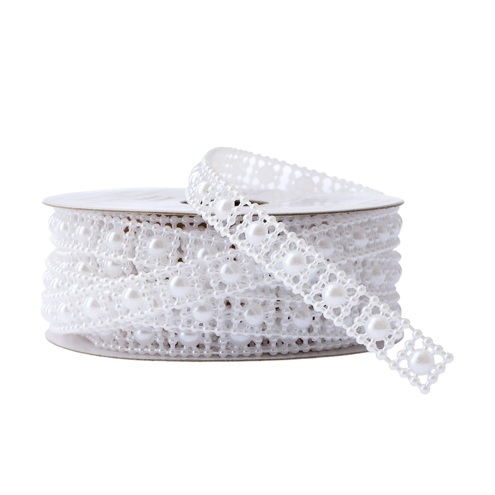 slide 2 of 3, 3/8" X 3yd. White Pearl Ribbon By Celebrate It Classic, 3/8 in x 3 yd