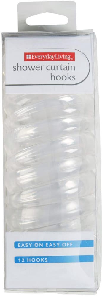 slide 2 of 2, Everyday Living Plastic Shower Curtain Hooks - Clear, 12 ct
