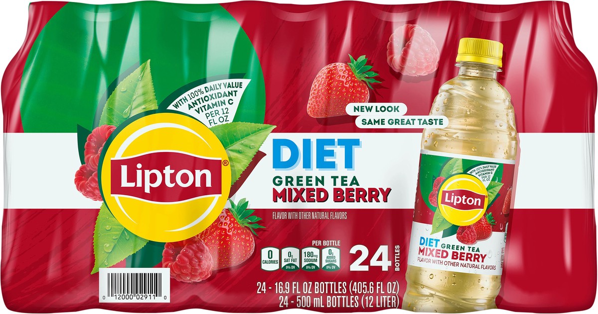 slide 7 of 9, Lipton Diet Green Tea, Mixed Berry, 24Pk, 16.9 fl oz