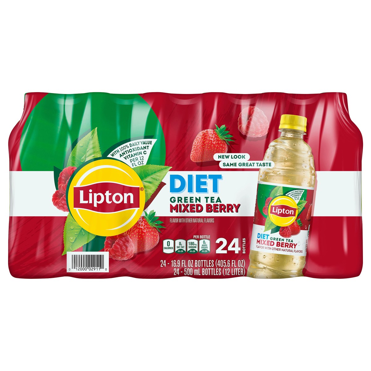 slide 8 of 9, Lipton Diet Green Tea, Mixed Berry, 24Pk, 16.9 fl oz