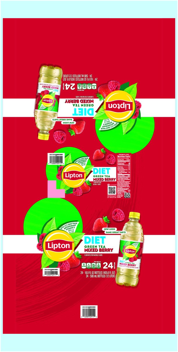 slide 9 of 9, Lipton Diet Green Tea, Mixed Berry, 24Pk, 16.9 fl oz