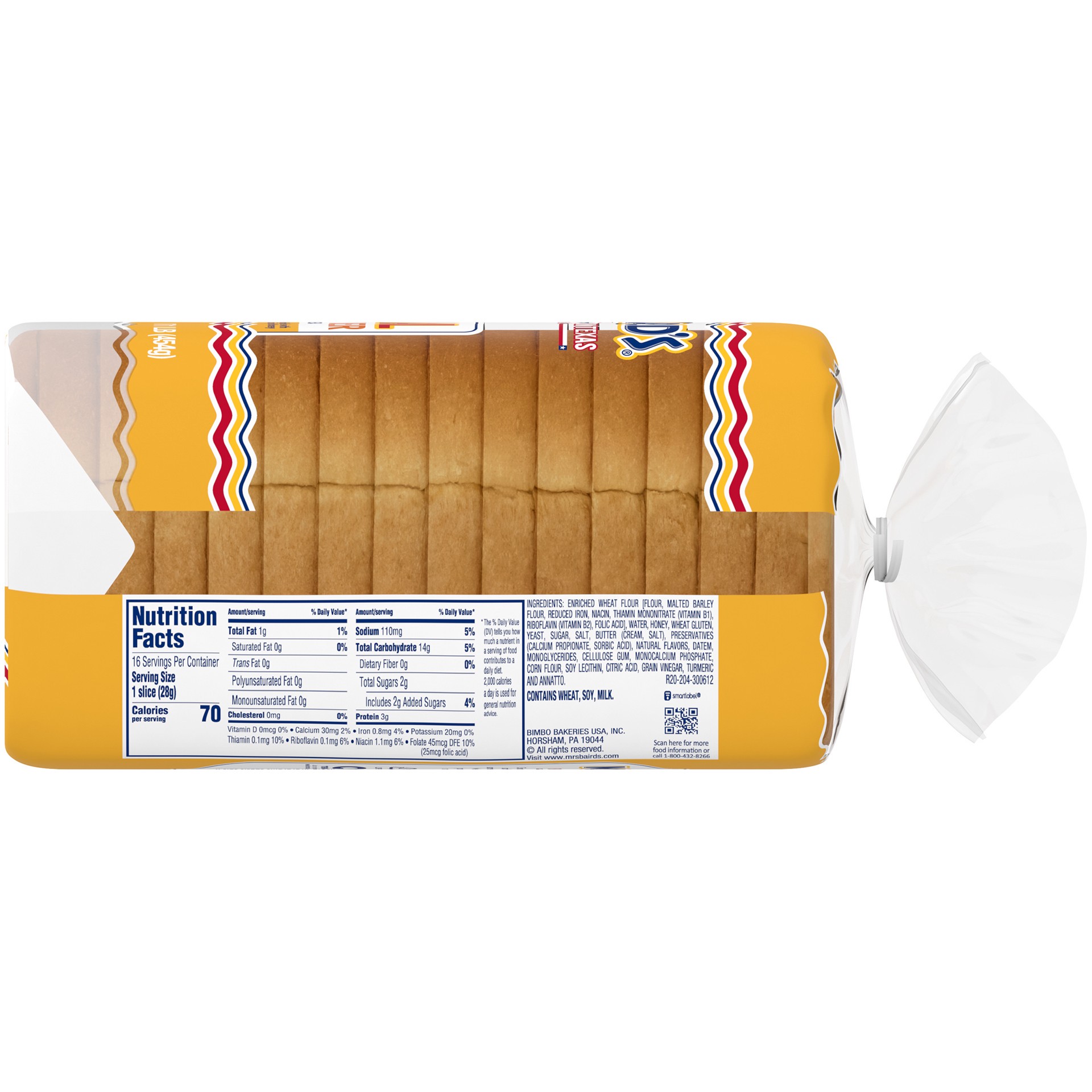 slide 4 of 5, Mrs. Baird's Small Honey Butter Bread, 16 oz, White Bread, Bag, 16 oz