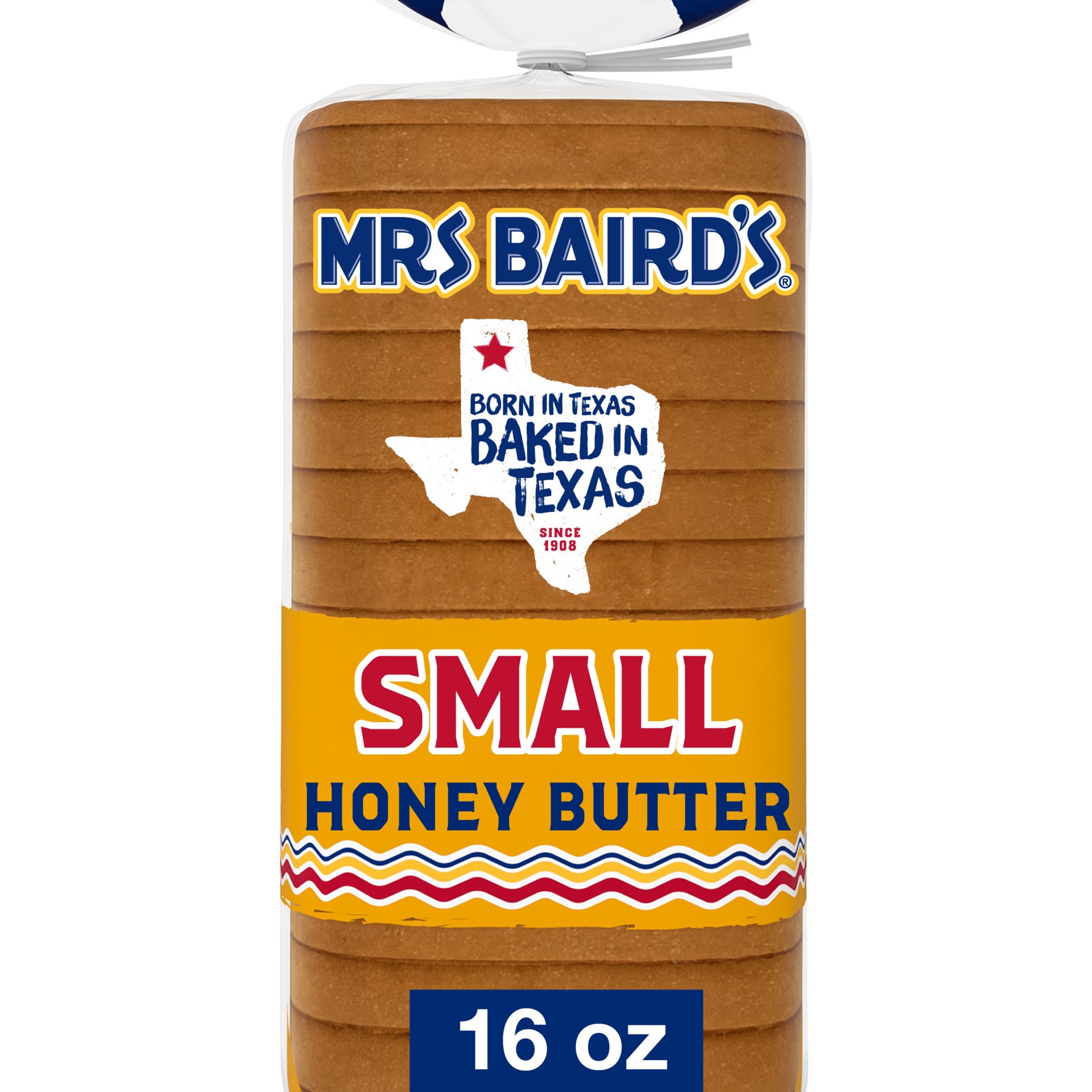 slide 1 of 5, Mrs. Baird's Small Honey Butter Bread, 16 oz, White Bread, Bag, 16 oz