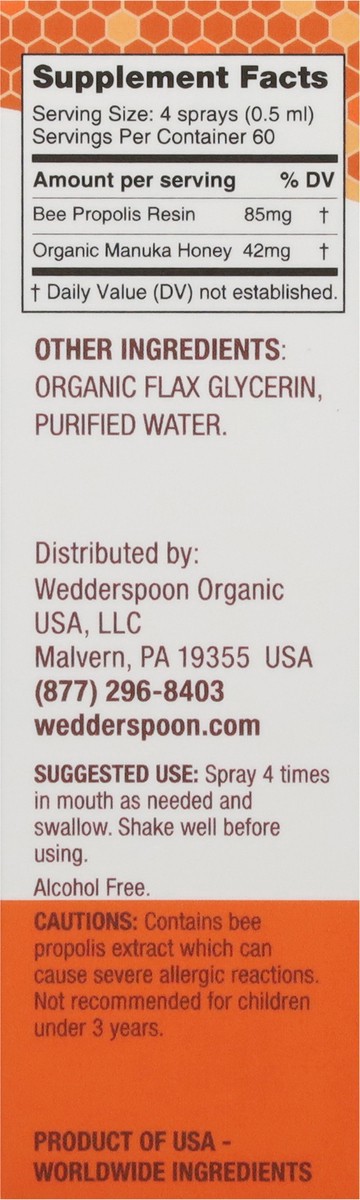 slide 13 of 14, Wedderspoon Propolis Throat Spray, 1 fl oz
