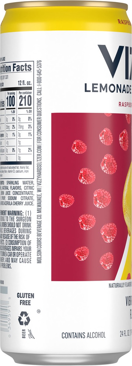 slide 5 of 7, Vizzy Raspberry Lemonade Hard Seltzer, Gluten Free, Seltzer Single, 24 FL OZ Can, 5% ABV, 24 fl oz