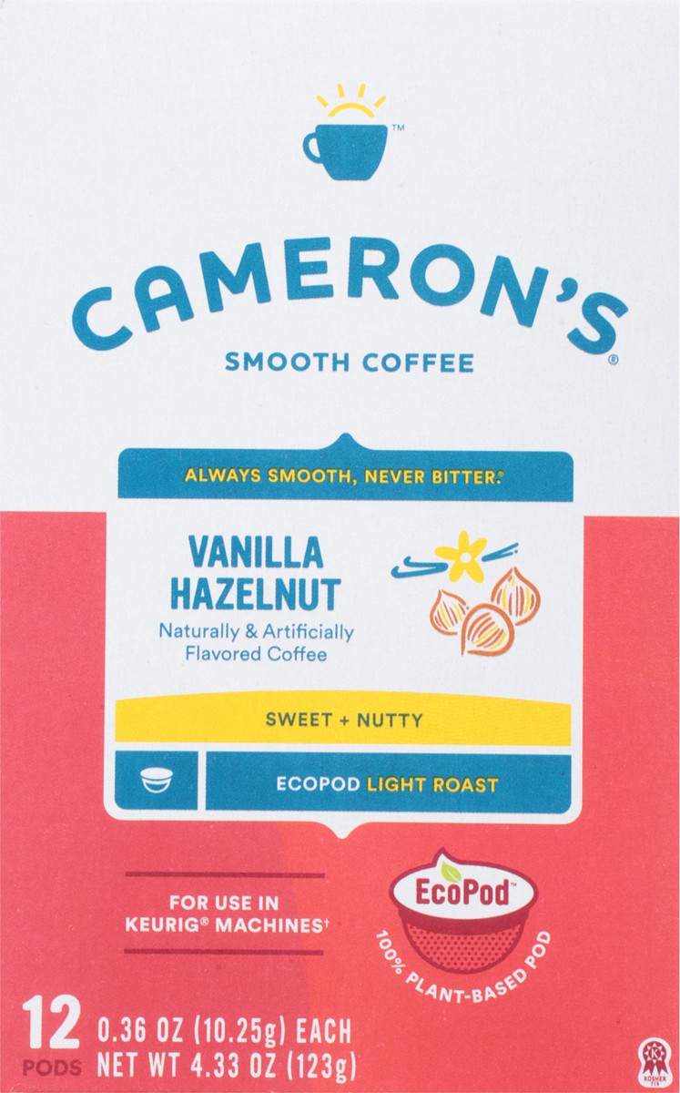 slide 8 of 9, Cameron's Light Roast Smooth Vanilla Hazelnut Coffee 12 - 0.36 oz EcoPods, 12 ct