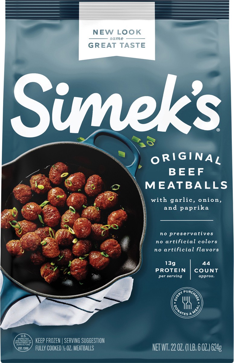 slide 4 of 4, Simek's Meatballs, Beef, Original, 22 oz