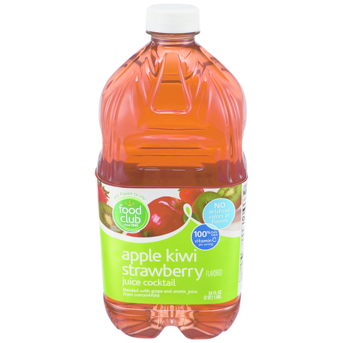 slide 1 of 1, Food Club Apple Kiwi Strawberry Flavored Juice Cocktail, 64 fl oz