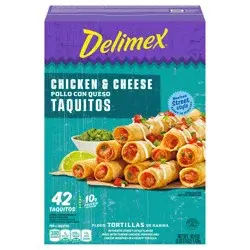 Delimex Chicken & Cheese Large Flour Taquitos Frozen Snacks, 42 ct Box