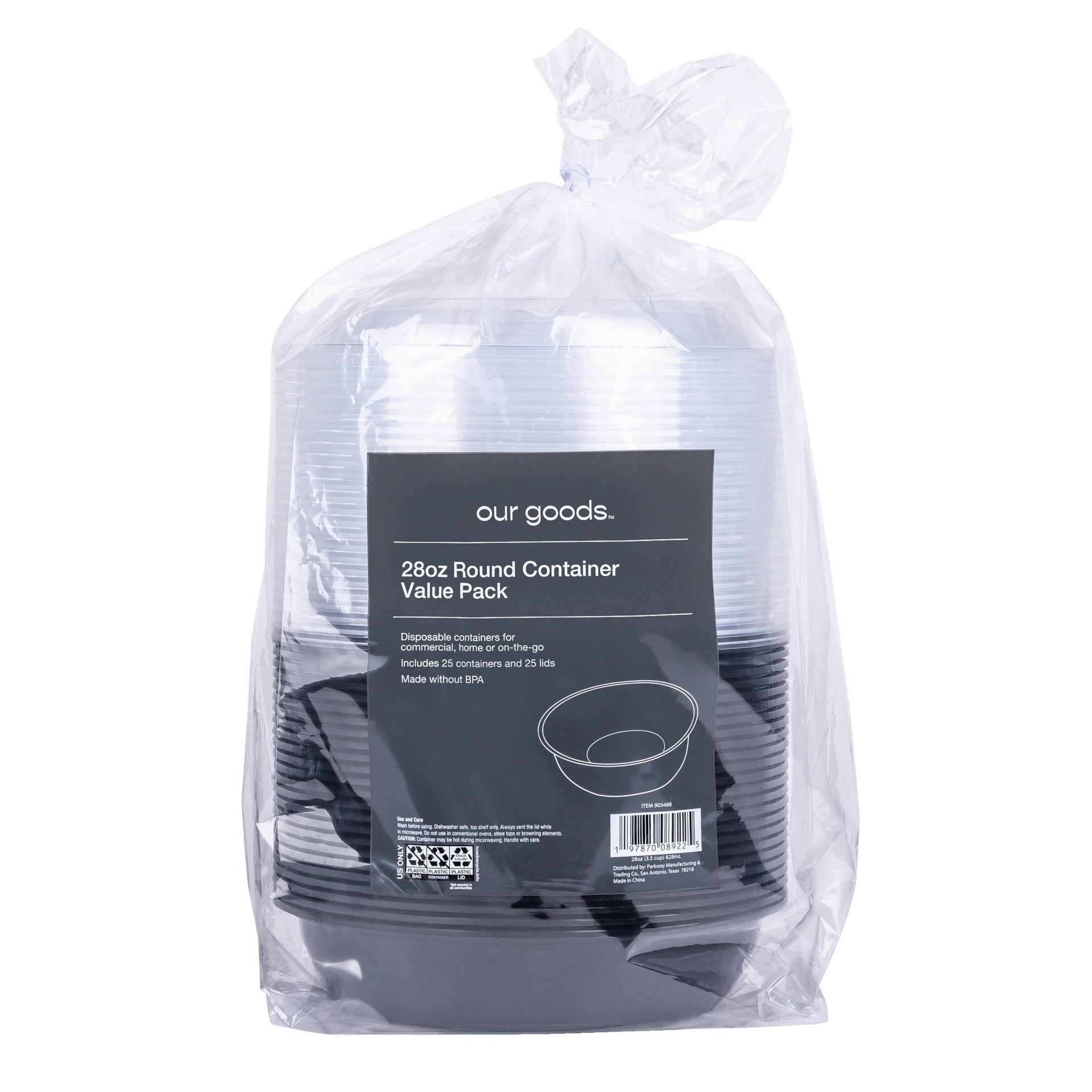 slide 1 of 1, our goods Disposable Round Food Containers, 25 pk, 28 oz